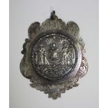 An early Victorian silver lodge medallion, cast with Oddfellows arms and motto 'Amor Amicitia et