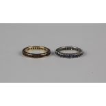 A white gold and sapphire full eternity ring, unmarked, weight 1.5g, ring size approx J1/2, and a