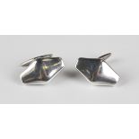 A pair of Georg Jensen silver cufflinks, designed by Kim Naver, circa 1970s, each of tapered panel