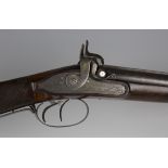 A mid-19th century double-barrelled percussion sporting gun by Manton, London, barrel length 79cm,