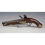 An early 19th century New Land Pattern pistol, barrel length 22.5cm, the border engraved lockplate