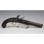 A late 18th/early 19th century flintlock pistol by Galton with part-octagonal moulded barrel, barrel