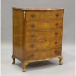 A mid-20th century Queen Anne style walnut chest of five drawers, height 102cm, width 80cm, depth