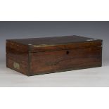 A Regency rosewood and brass bound writing slope, height 15cm, width 46cm, depth 25cm.Buyer’s