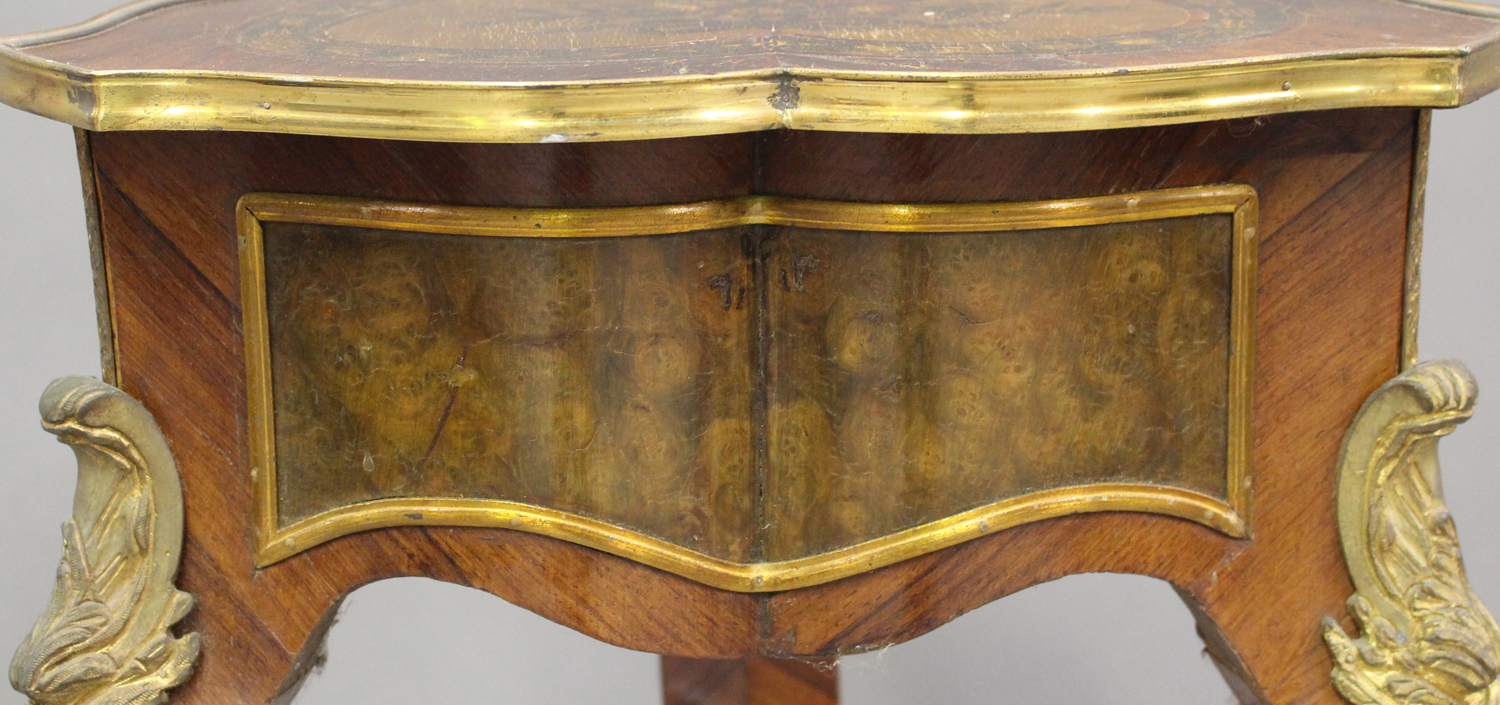 A 20th century Louis XVI style kingwood jardinière stand with gilt metal mounts, the floral - Image 3 of 7