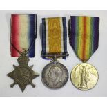 A 1914-15 Star to 'Lieut.M.T.Sandys. R.G.A.' and a 1914-18 British War Medal and 1914-19 Victory