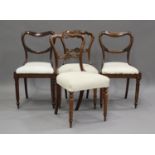 A pair of William IV rosewood dining chairs with drop-in seats, height 84cm, width 46cm, together