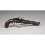 An early 19th century flintlock pistol by Dutton with octagonal barrel, length 24cm, full-stocked