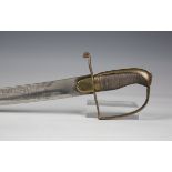 A George III infantry officer's sabre with curved single-edged fullered blade, blade length 71cm,