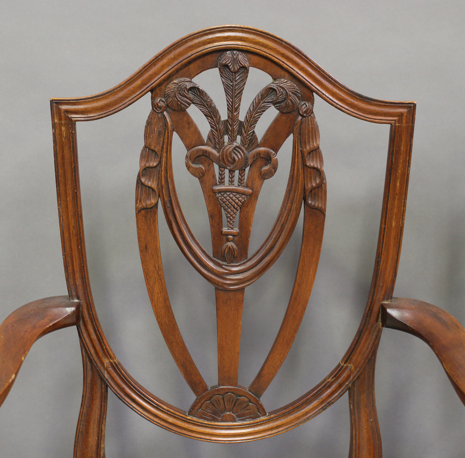 A set of six 20th century reproduction mahogany dining chairs with drop-in seats, comprising two - Image 6 of 6