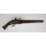 An 18th century and later Middle Eastern constructed flintlock pistol, barrel length 32cm, with