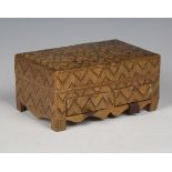 A late 18th/19th century French straw work sewing box, the hinged lid revealing a mirror, height