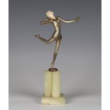 Attributed to Josef Lorenzl - an Art Deco silvered and brown patinated cast bronze figure of a