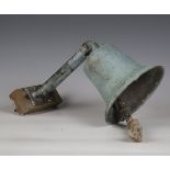 An early 20th century verdigris bronze ship's bell with rope, diameter 17cm.Buyer’s Premium 29.4% (