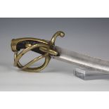 A French AN XI cavalry trooper's sabre with curved single-edged fullered blade, blade length 87.5cm,