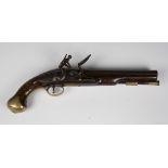 An early 19th century flintlock pistol by Ketland, barrel length 23cm, full-stocked with brass