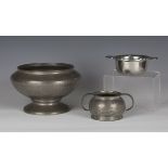 A Liberty & Co 'Tudric' pewter twin-handled porringer, model number '01285', designed by Archibald