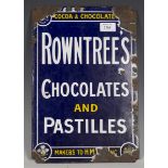 A Rowntree's Chocolates and Pastilles enamel advertising sign, 38cm x 25cm.Buyer’s Premium 29.4% (