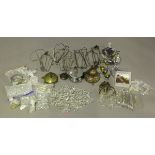 A selection of cut glass light fitting drops, together with a group of other light fittings.Buyer’