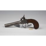 A small early 19th century pocket percussion pistol by Kind, Liverpool, with turn-off barrel, barrel