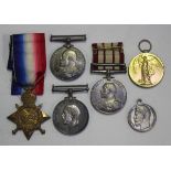 A group of five First World War period medals to S. Wood, comprising 1914-15 Star to '176133, S.