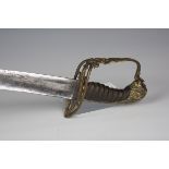 A George III period officer's sabre with curved single-edged blade, blade length 72cm, detailed with