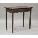 A 19th century oak side table, fitted with a single drawer, on tapering block legs, height 70cm,