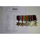 A group of five Second World War period medals, comprising 1939-45 Star, Africa Star, Defence Medal,