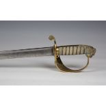 A British East India Company 1827 pattern naval officer's sword with slightly curved pipe-back blade