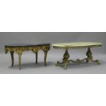 A 20th century Louis XVI style giltwood coffee table with green marble top, height 43cm, width 93cm,