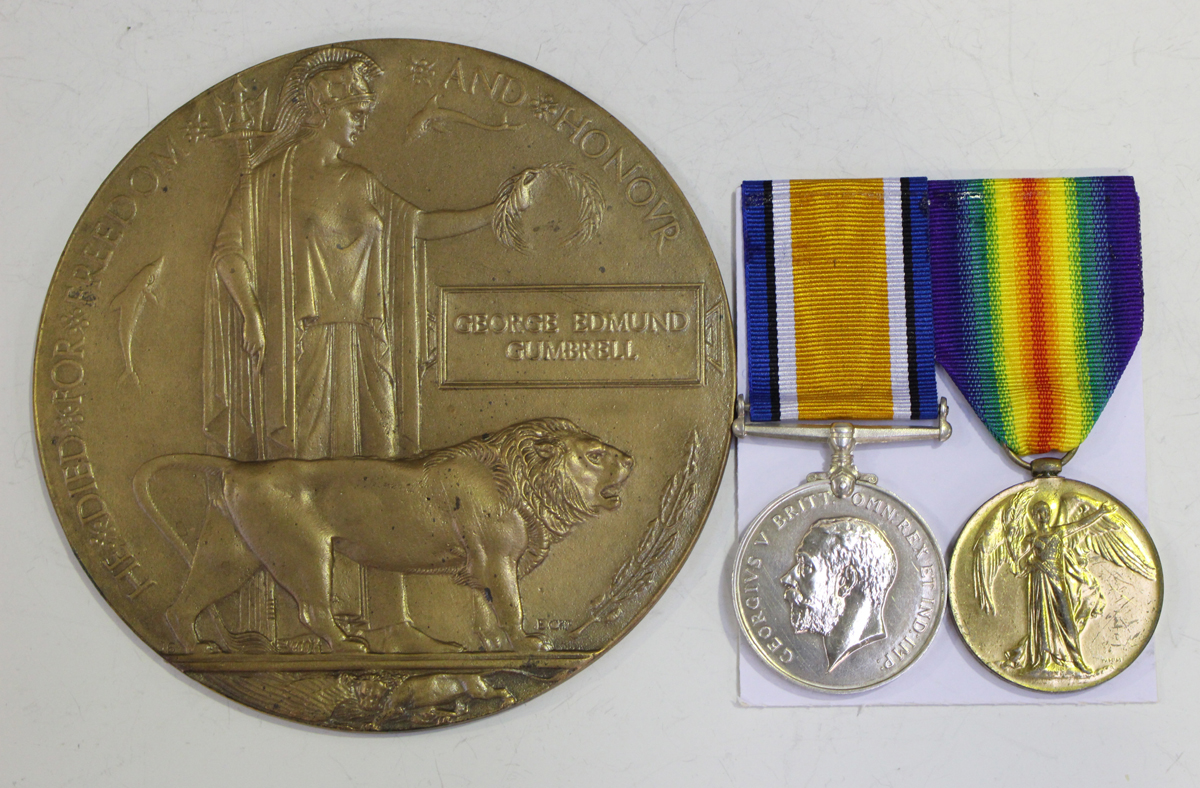 A 1914-18 British War Medal and a 1914-19 Victory Medal to '47232 Pte. G.E.Gumbrell. W.York.R.' - Image 3 of 4