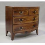 A Victorian mahogany bowfront chest, crossbanded in satinwood, fitted with two short and two long