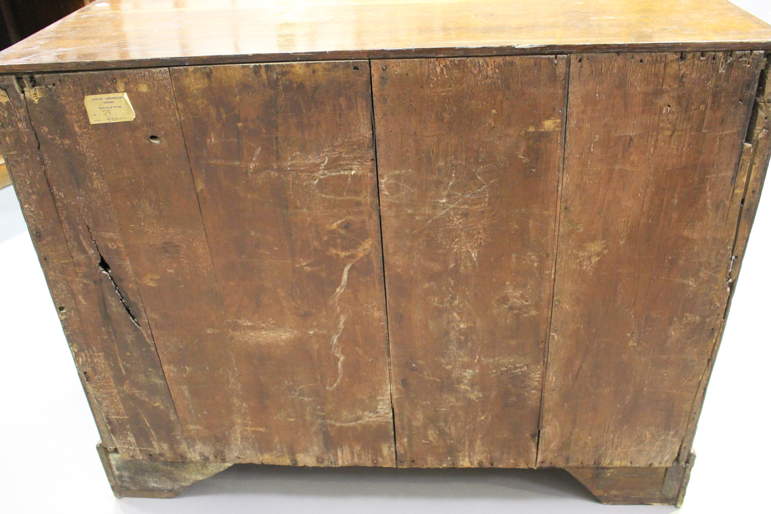An 18th century oak and walnut chest of three drawers with crossbanded borders, on bracket feet, - Image 2 of 7