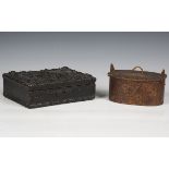 An early 20th century Scandinavian bentwood salt box with pokerwork decoration, detailed to