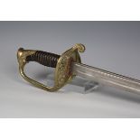 A French 1845/55 pattern infantry officer's sword with slightly curved double-fullered blade with