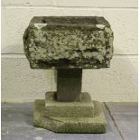 A 20th century carved stone bird bath on a stepped base, height 44cm, width 40cm, diameter 40cm.