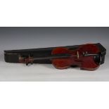 A violin, length of back excluding button 36cm, with a bow.Buyer’s Premium 29.4% (including VAT @