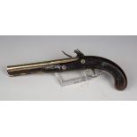 A late 18th/early 19th century flintlock pistol by Nicholson, London, with brass part-octagonal