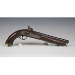 A 19th century Colonial percussion pistol, barrel length 28cm, with overall armoury marks,