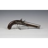 An early 19th century flintlock officer's pistol, barrel length 20.5cm, engraved 'W. Bond, 59