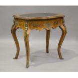 A late 20th century French walnut and gilt metal mounted centre table, fitted with a single frieze