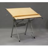 A mid-20th century French architect's folding drawing table by 'Heliolithe', Lyon-Paris, height