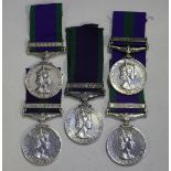 Two General Service Medals, Elizabeth II issue, comprising bar 'Malaya' to '23105801 Pte.T.F.Bourne.