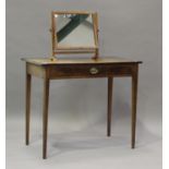 A George III mahogany side table, height 77cm, width 91cm, depth 50cm, and a swing frame toilet