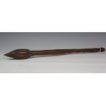 An unusual 19th century Oceanic hardwood war type throwing club with fluted carved bulbous pointed