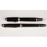 A Montblanc Bohème fountain pen with a black body and white metal fittings, the clip set with an