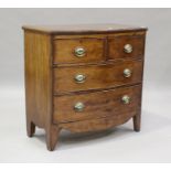 A George IV mahogany bowfront chest of two short and two long drawers, on bracket feet, height 86cm,