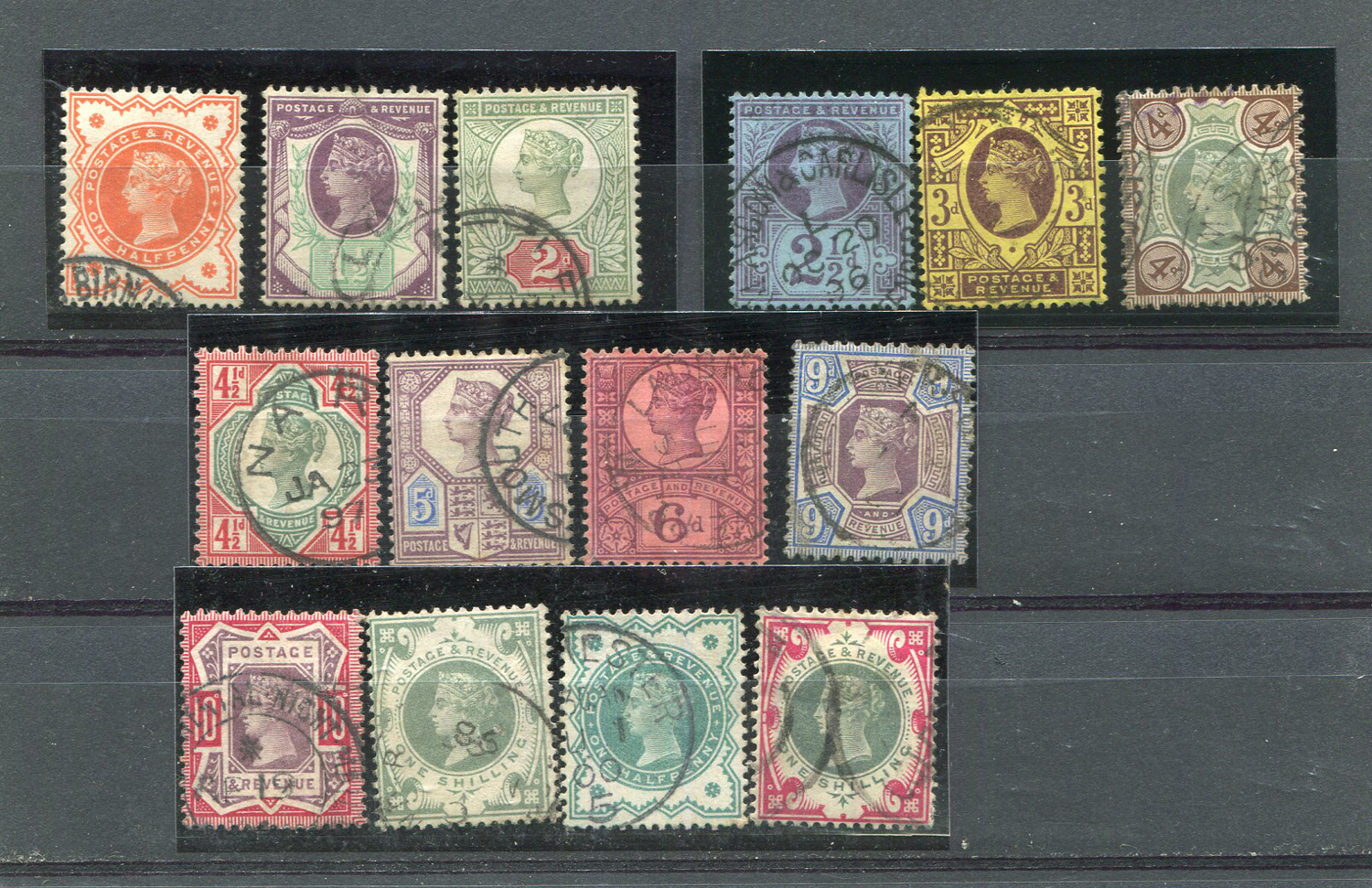 A collection of Great Britain stamps, Victoria issues used on stock cards, including 1d reds surface - Image 3 of 4