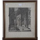 An 18th century engraving, 'Porticus Pompeiana', 49cm x 41cm, within a faux wood frame, together