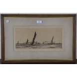 William Lionel Wyllie - View on the Solent, early 20th century monochrome etching, signed in pencil,